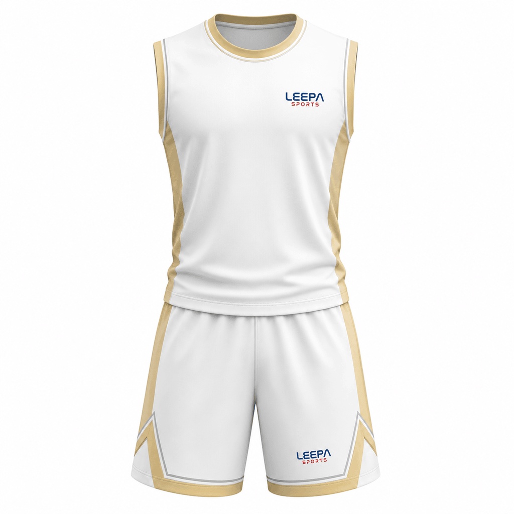Custom White & Gold Basketball Uniform Jersey