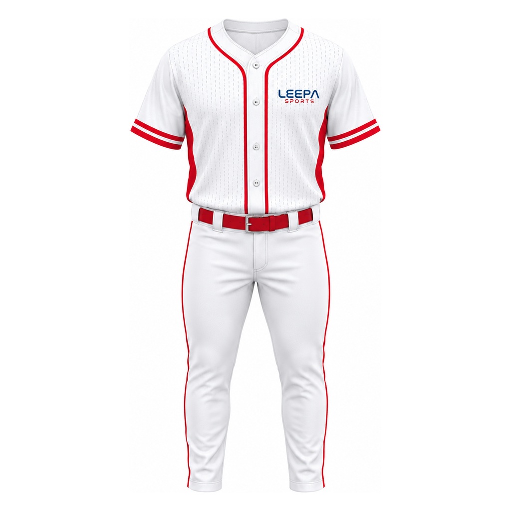 Custom White & Red Baseball Uniform