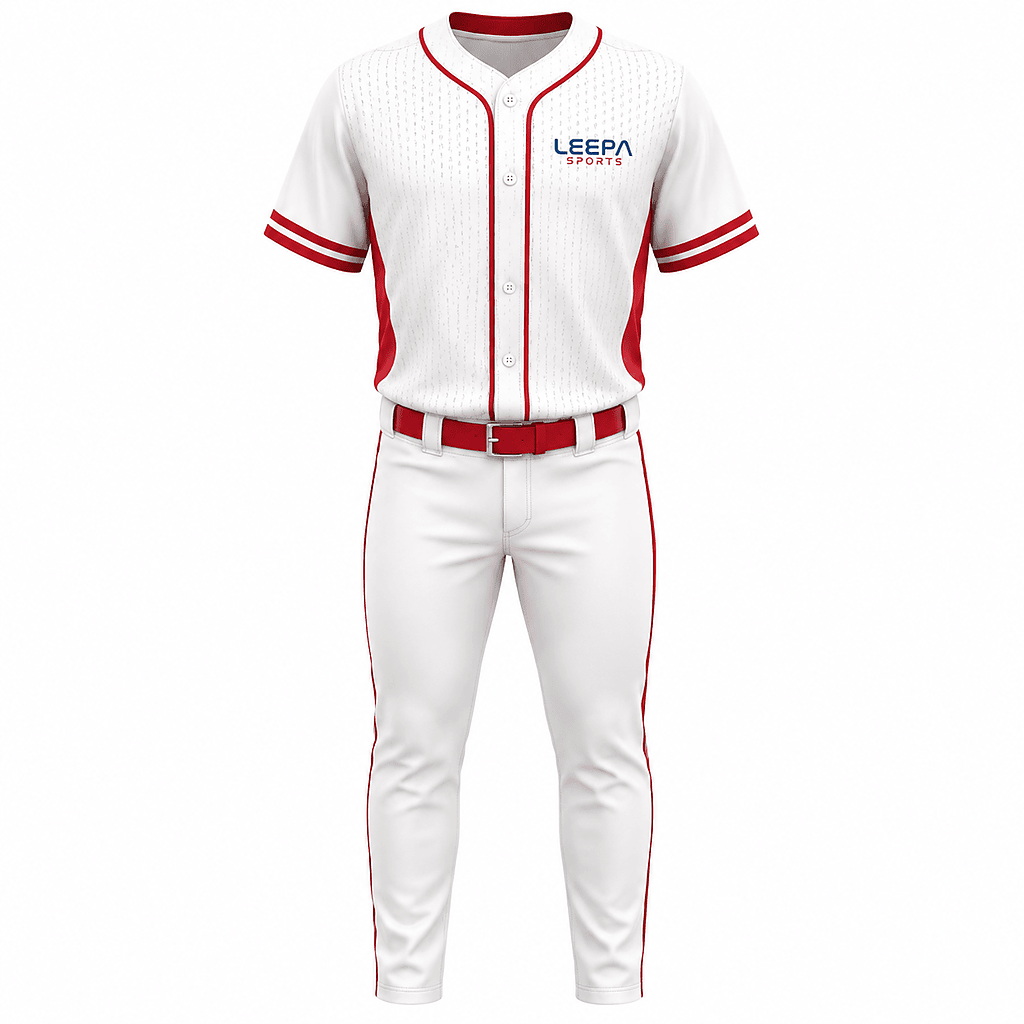 Custom White & Red Baseball Uniform