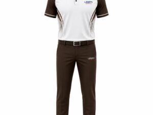White & Brown Golf Polo Outfit – Classic Style Meets Performance