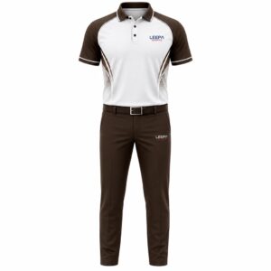 White & Brown Golf Polo Outfit – Classic Style Meets Performance
