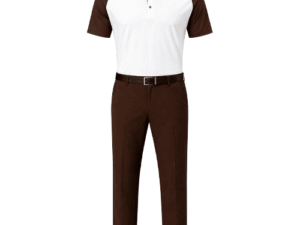 White & Brown Golf Polo Outfit – Classic Style Meets Performance