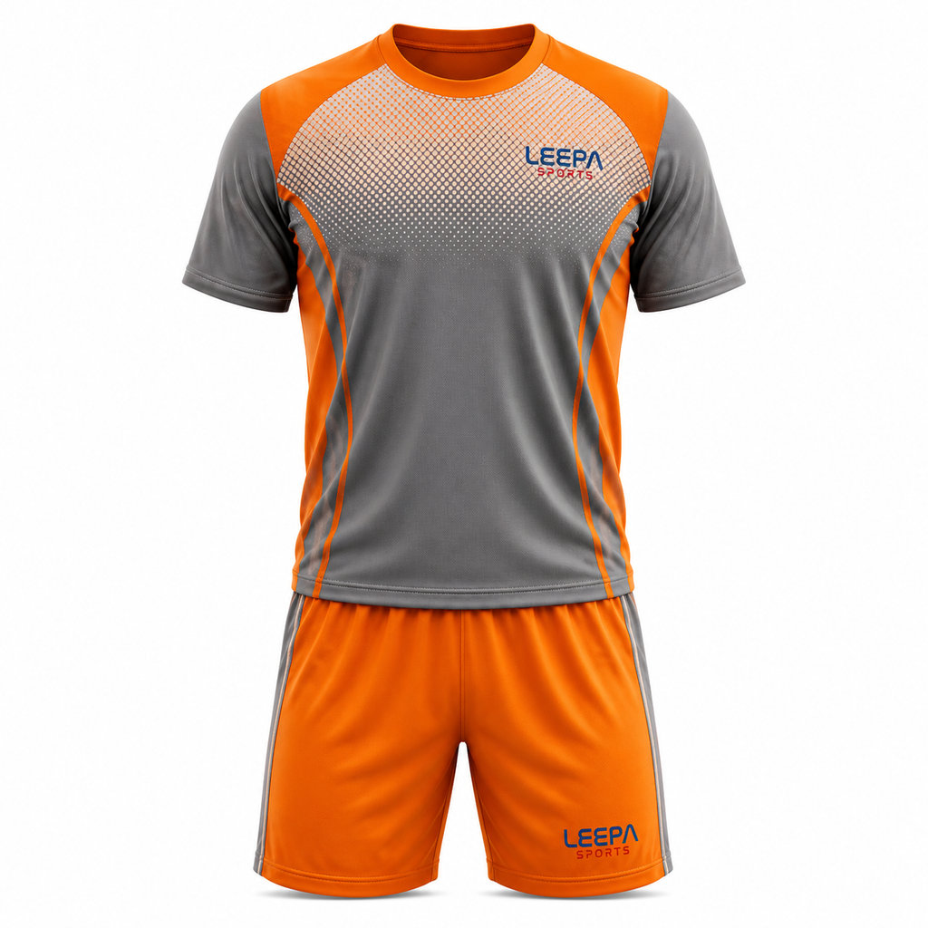 Orange Grey Custom Volleyball Uniform