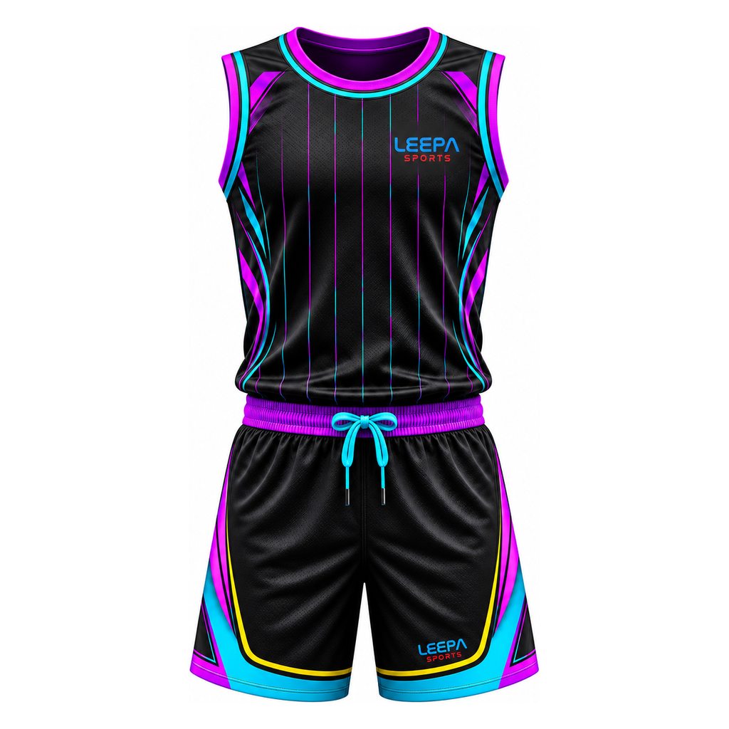 Pinstripes Black Basketball Uniform