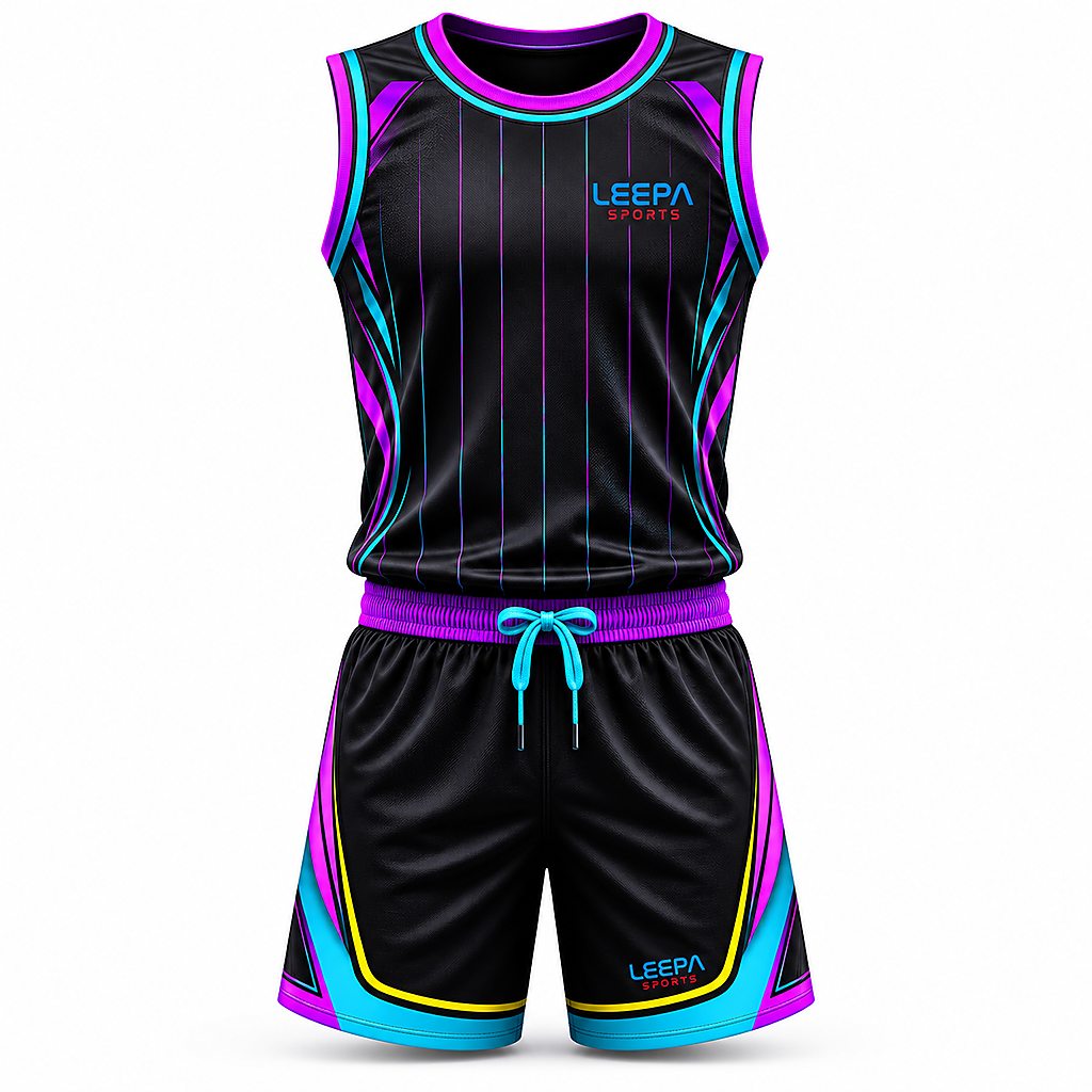 Pinstripes Black Basketball Uniform