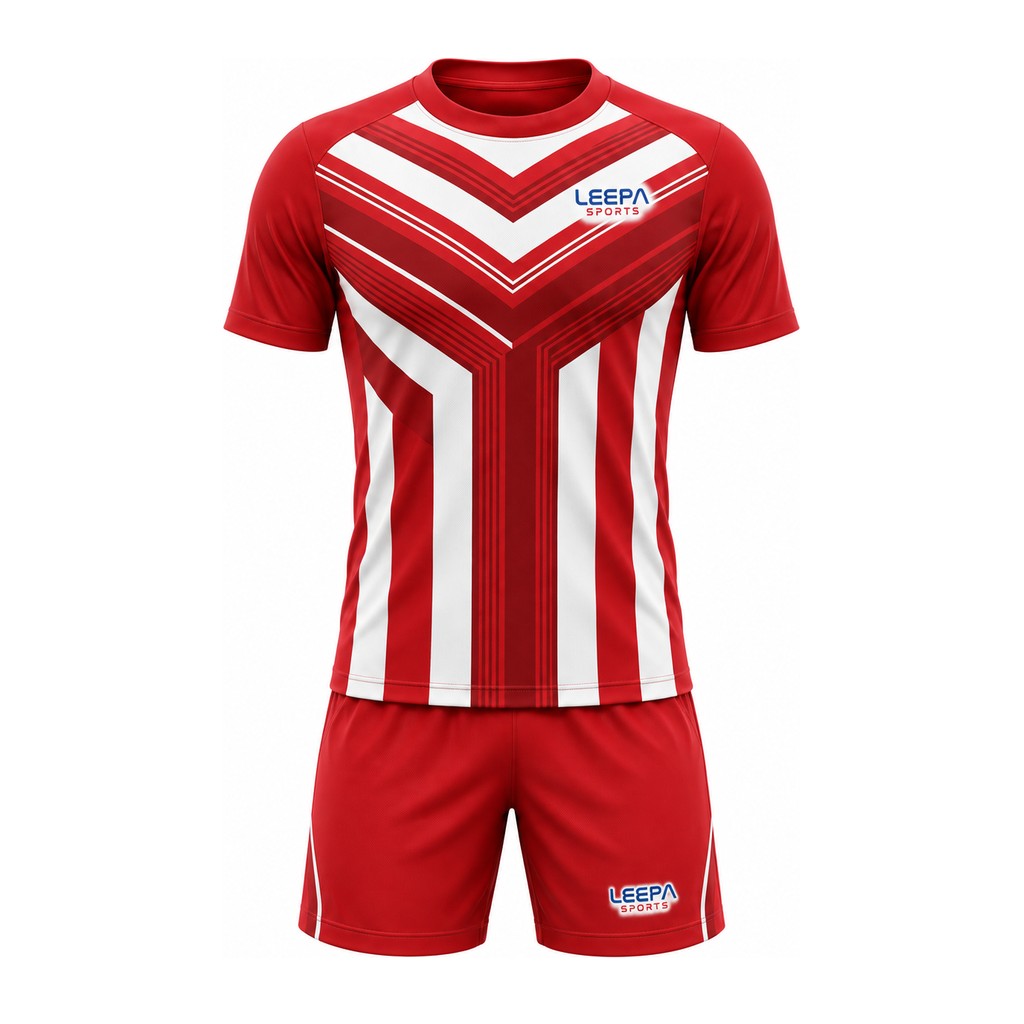 Printed Red White Soccer Uniform