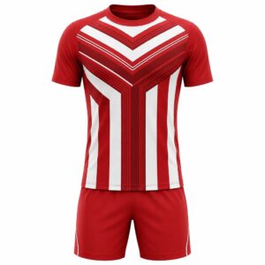 Printed Red White Football Uniform