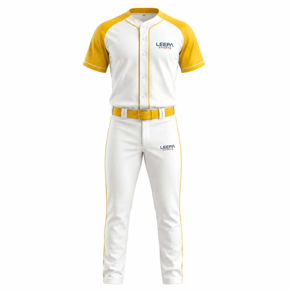 White Yellow Baseball Uniform