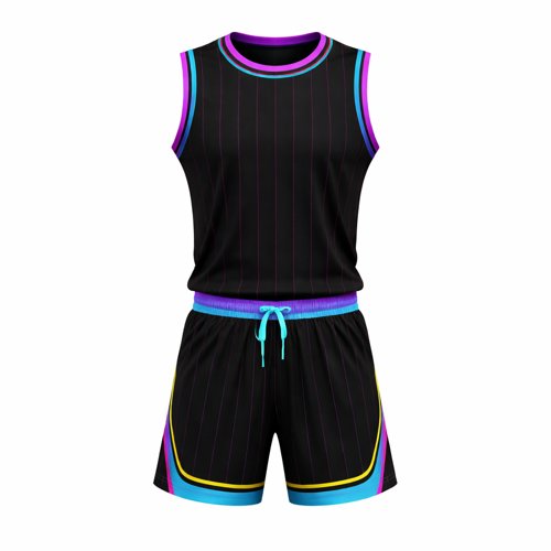Pinstripes Black Basketball Uniform