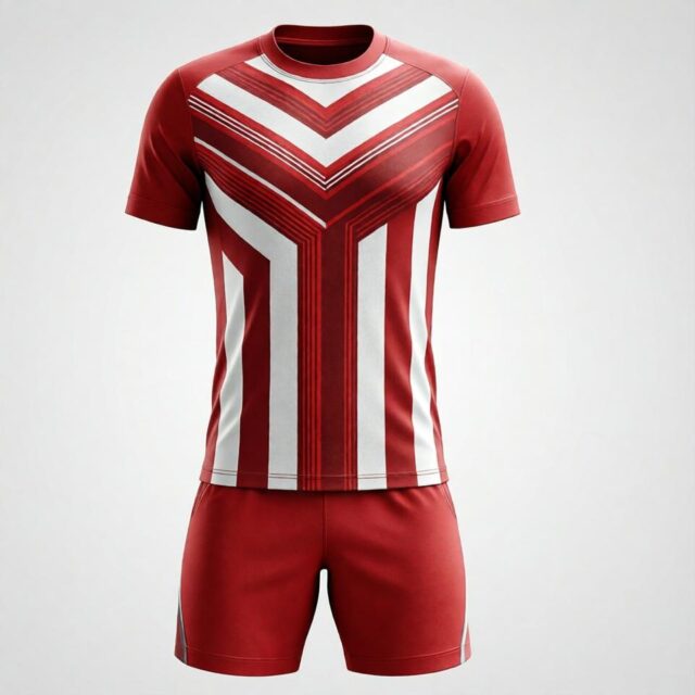 Printed Red White Football Uniform