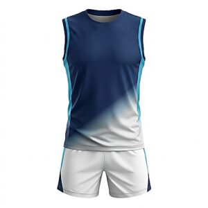 Navy Blue White Basketball Uniform