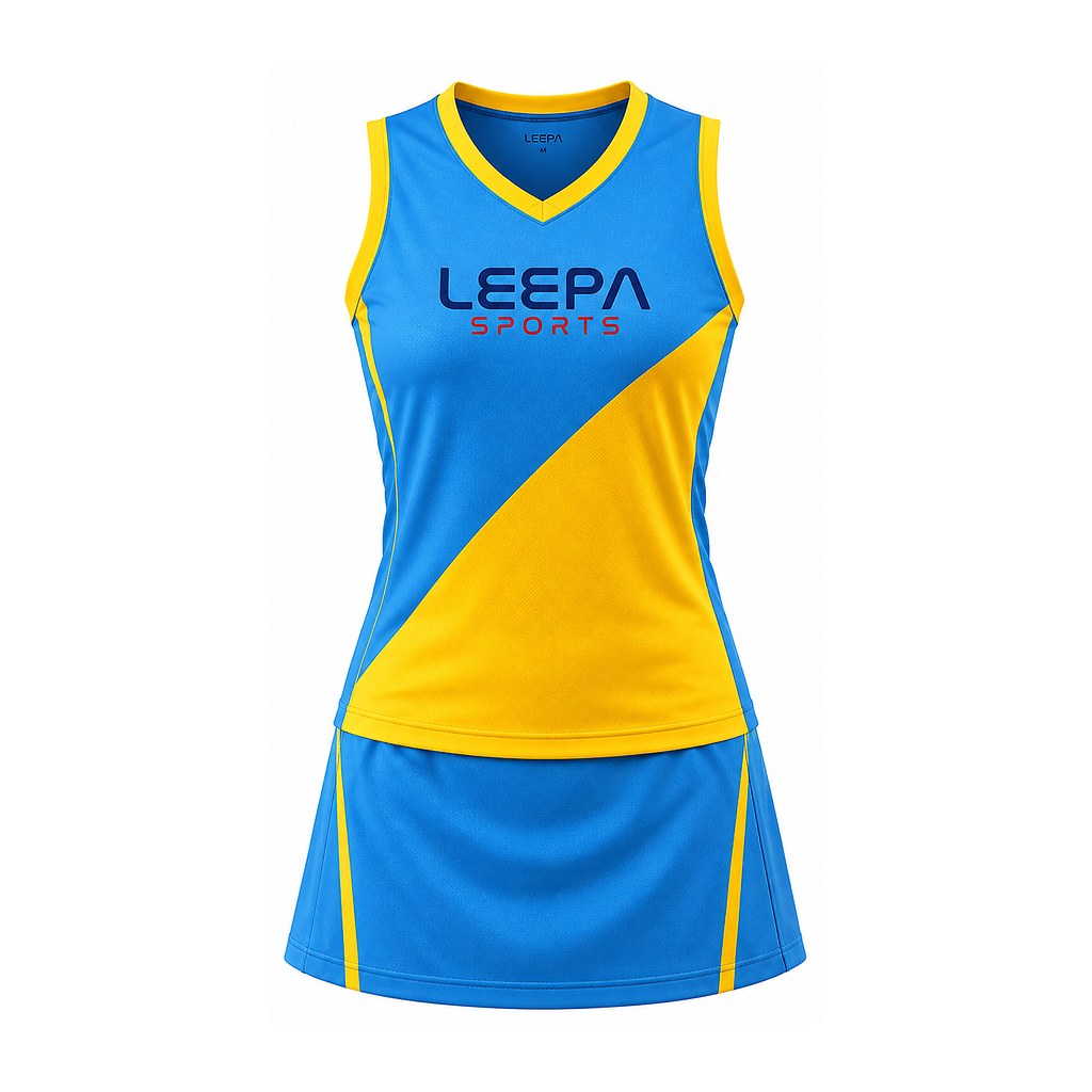 Breathable Yellow-Blue Netball Uniform