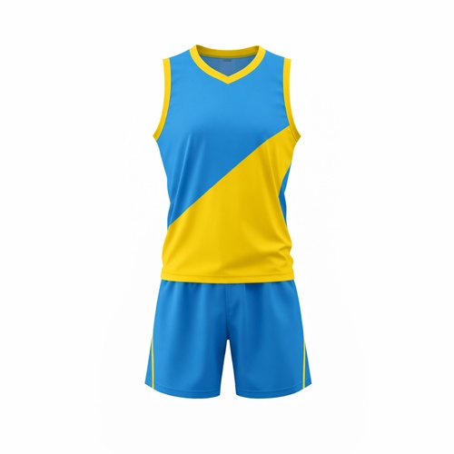 Breathable Yellow-Blue Netball Uniform