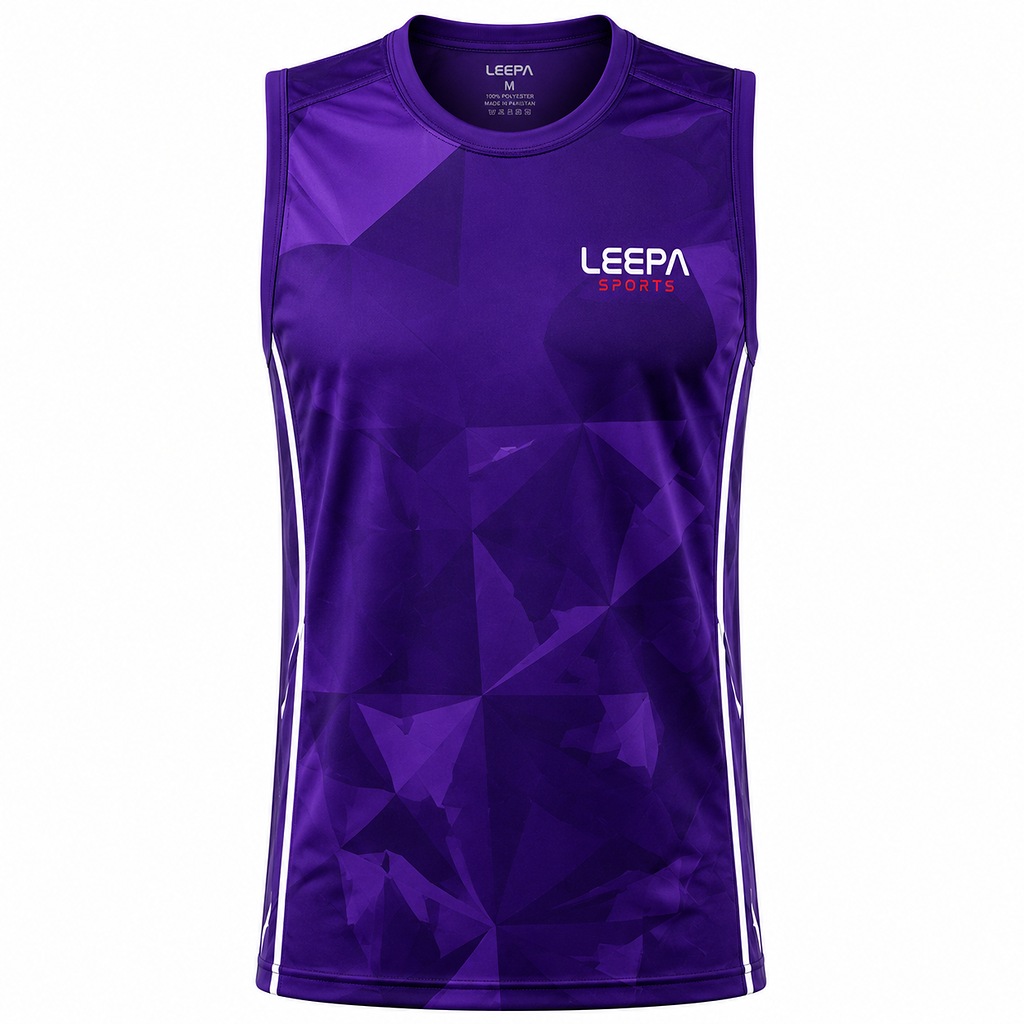 Purple Geometric-pattern Sleeveless Shirt