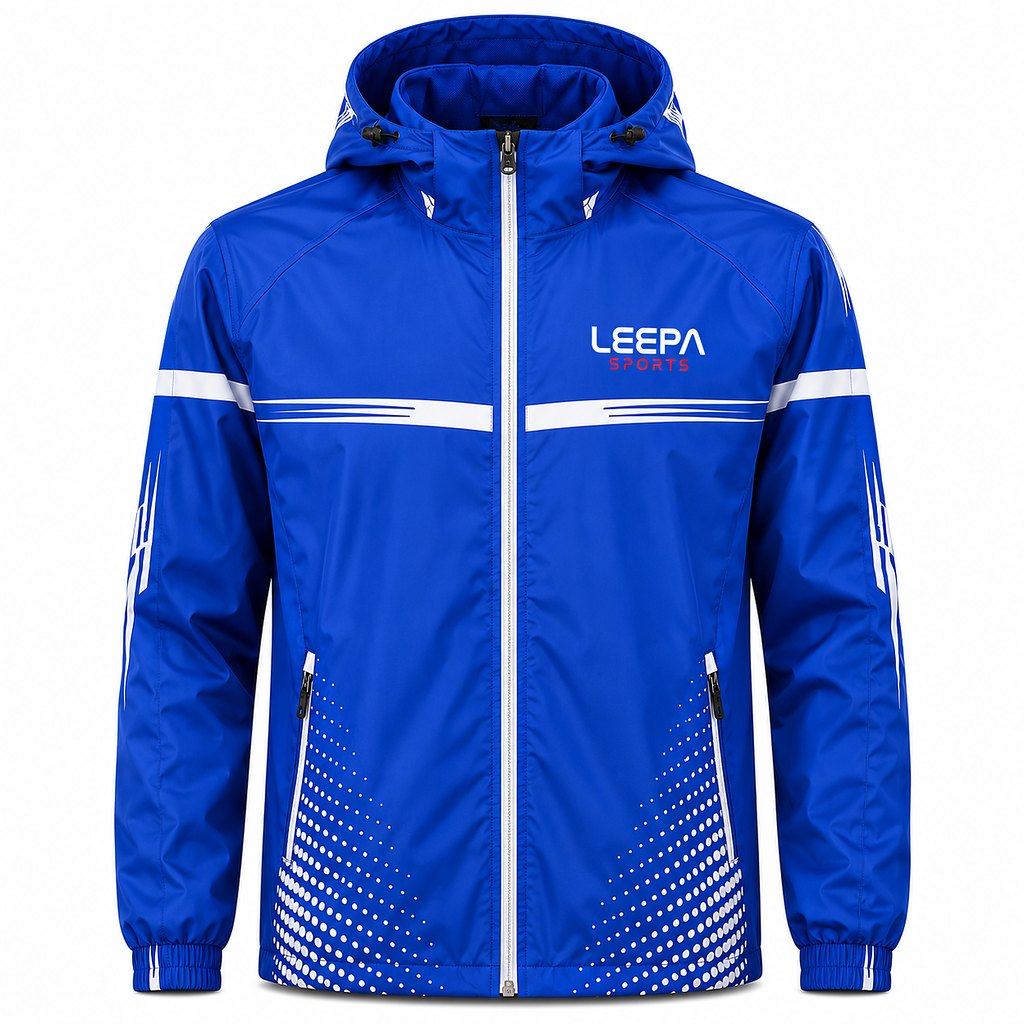 Royal-Blue-White-Hooded-Windbreaker