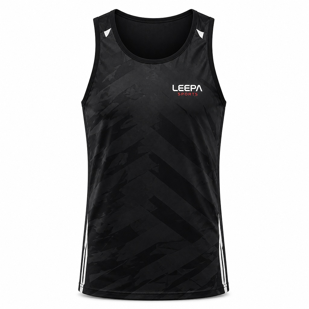 Black Monochrome Pattern Sleeveless Sports Tank Top