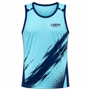 light blue navy brush stroke sleeveless sports tank top
