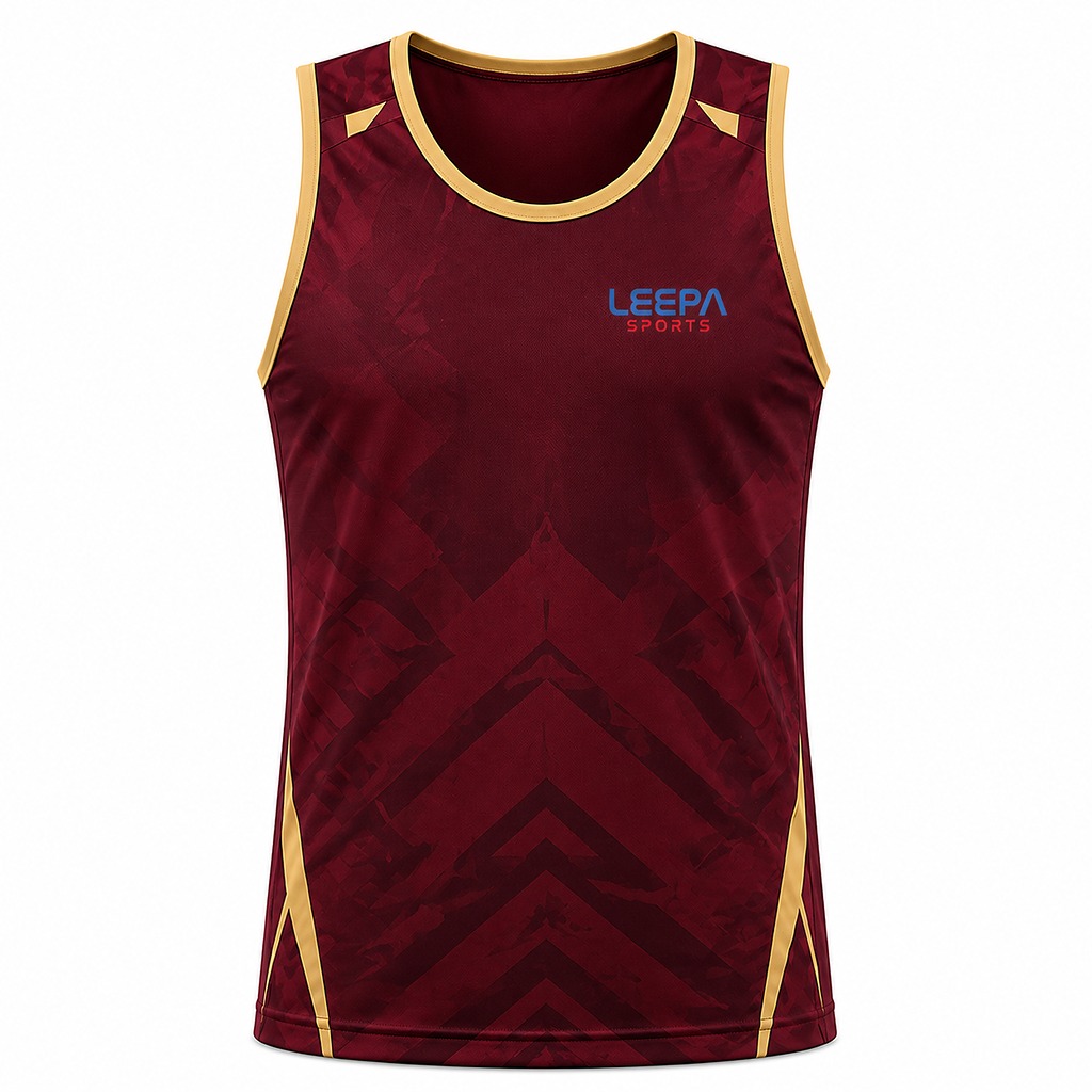maroon gold chevron pattern sleeveless sports tank top