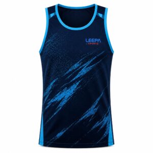 navy blue cyan brush stroke sports tank top