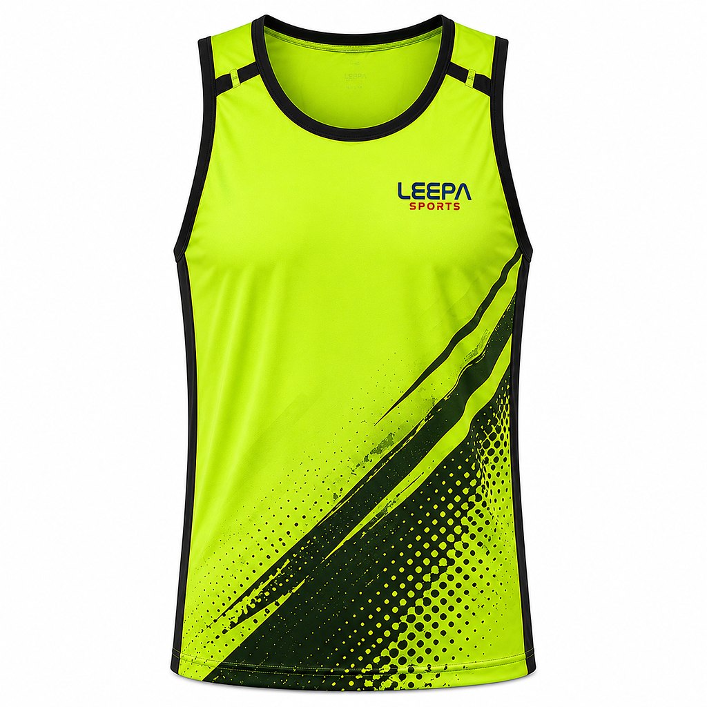 neon green black graphic sleeveless sports tank top