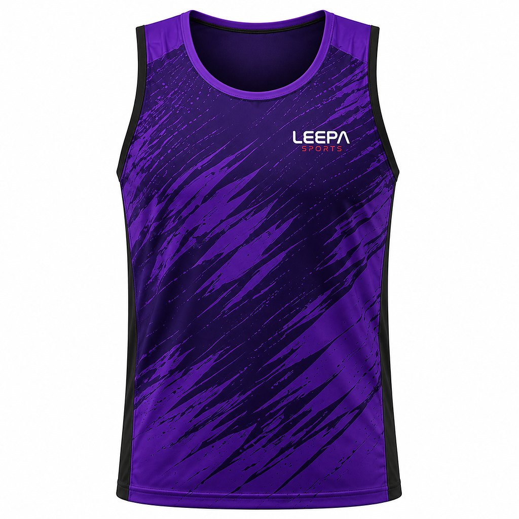 purple black brush stroke sleeveless sports tank top