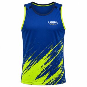 royal blue neon yellow brush stroke sports tank top