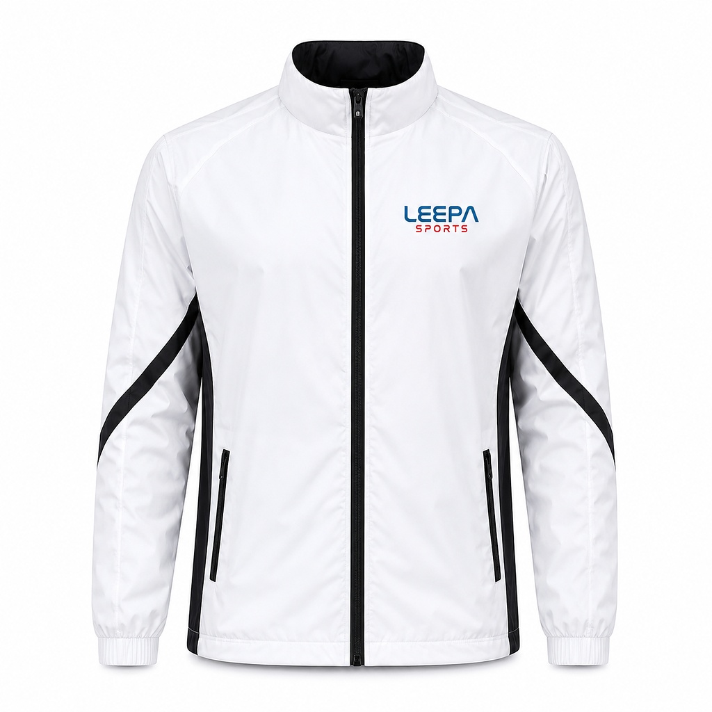 White Stand-collar Windbreaker Jackets