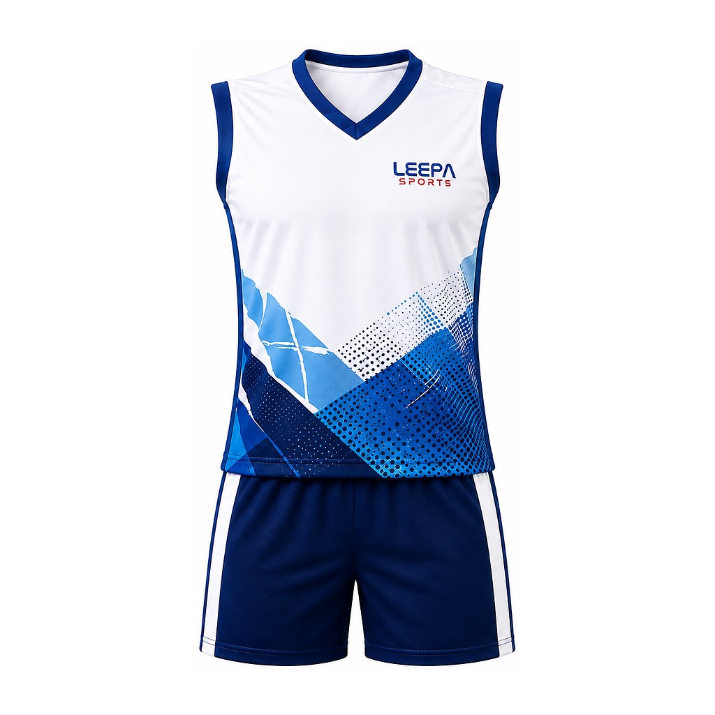 White Blue Volleyball Uniform