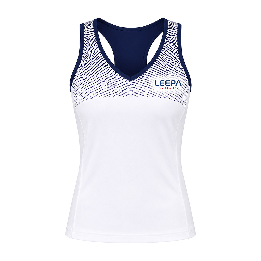 White Navy Tennis Top