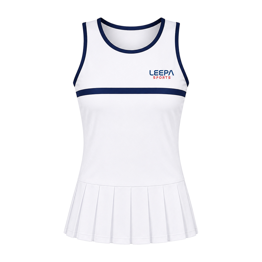 White Pleated Tennis Top