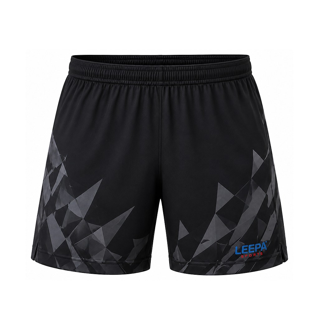 Black Geo Table Tennis Shorts