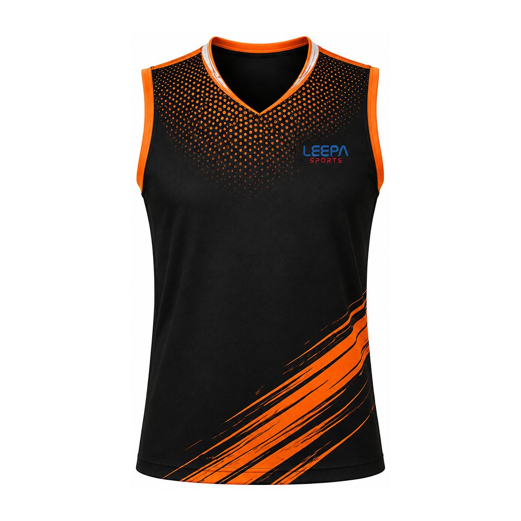 Black Orange Hockey Sleeveless Top