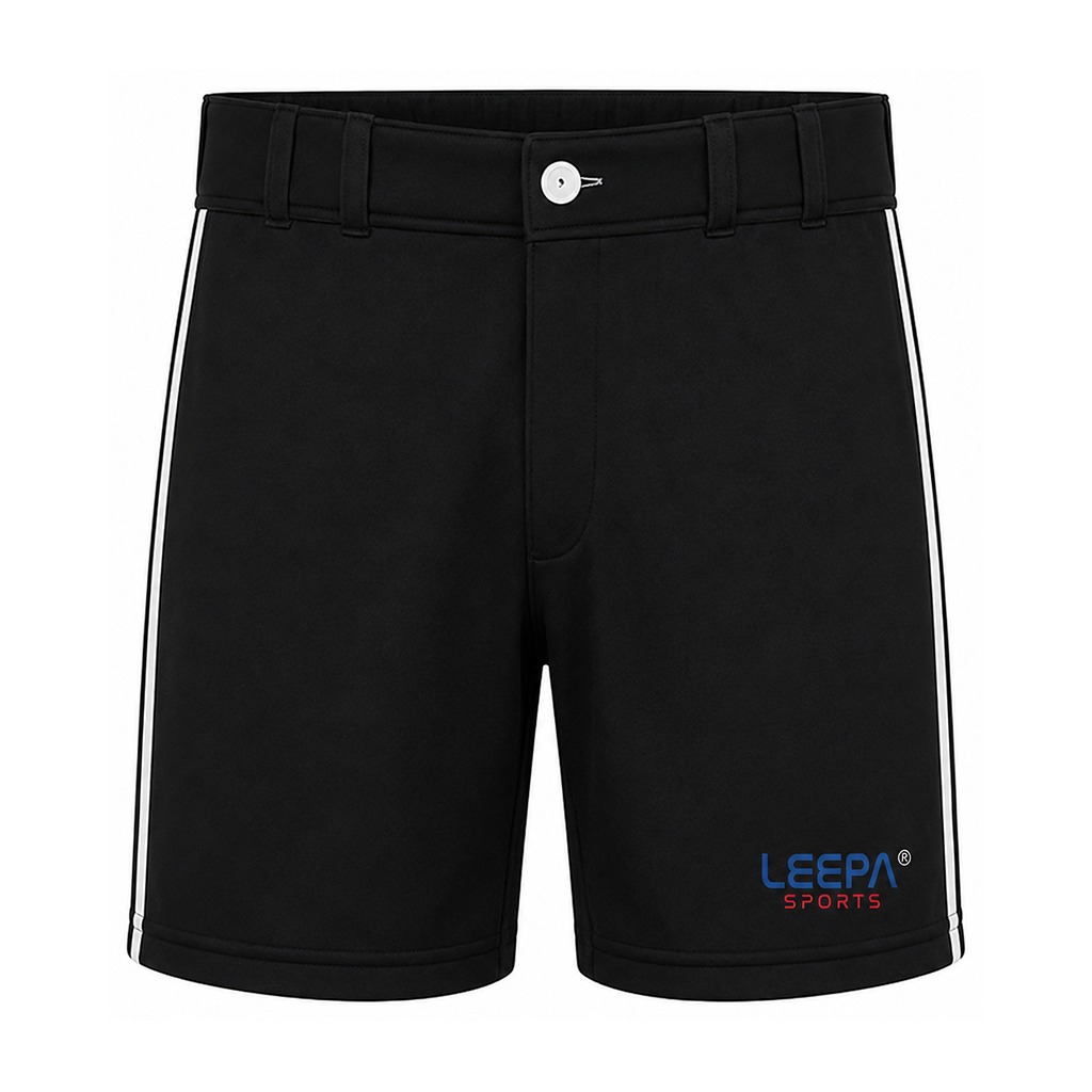 Black Piped Baseball Shorts