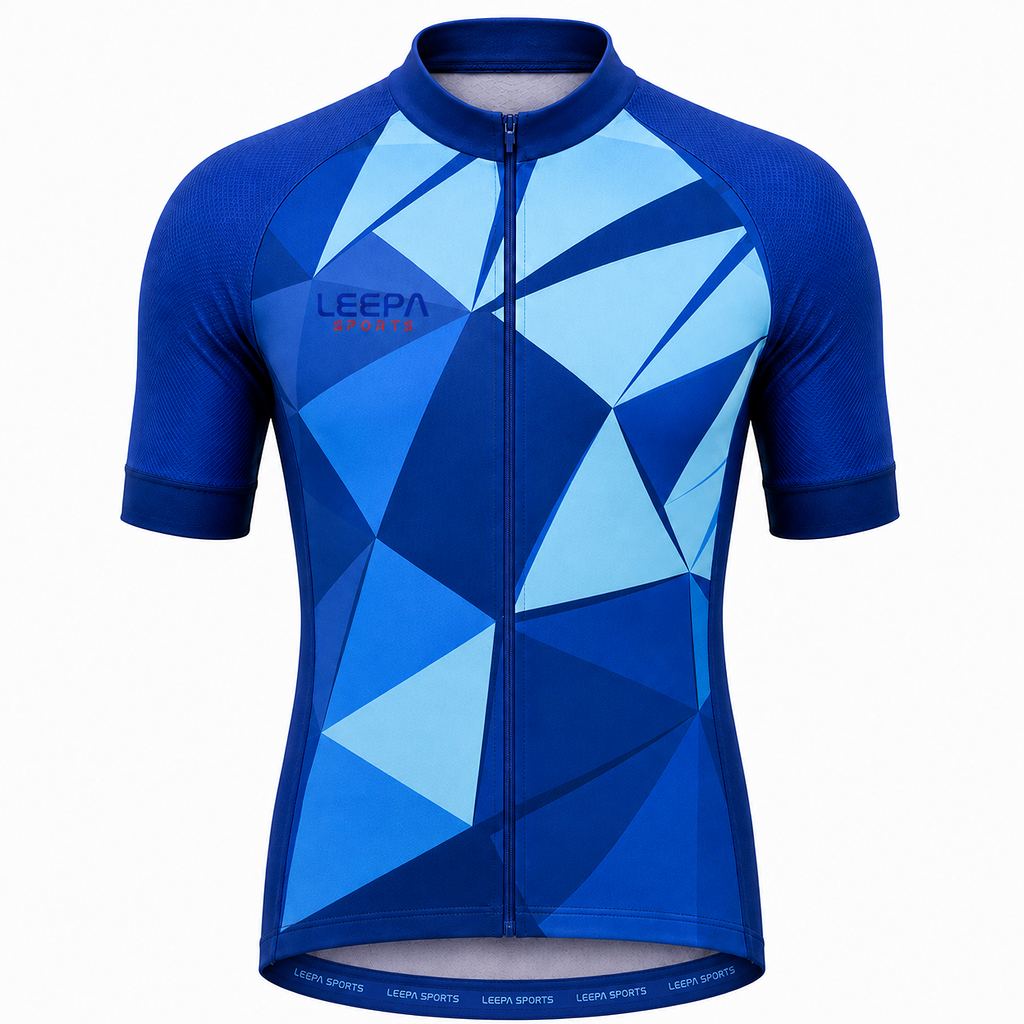 Blue Geometric Cycling Jersey