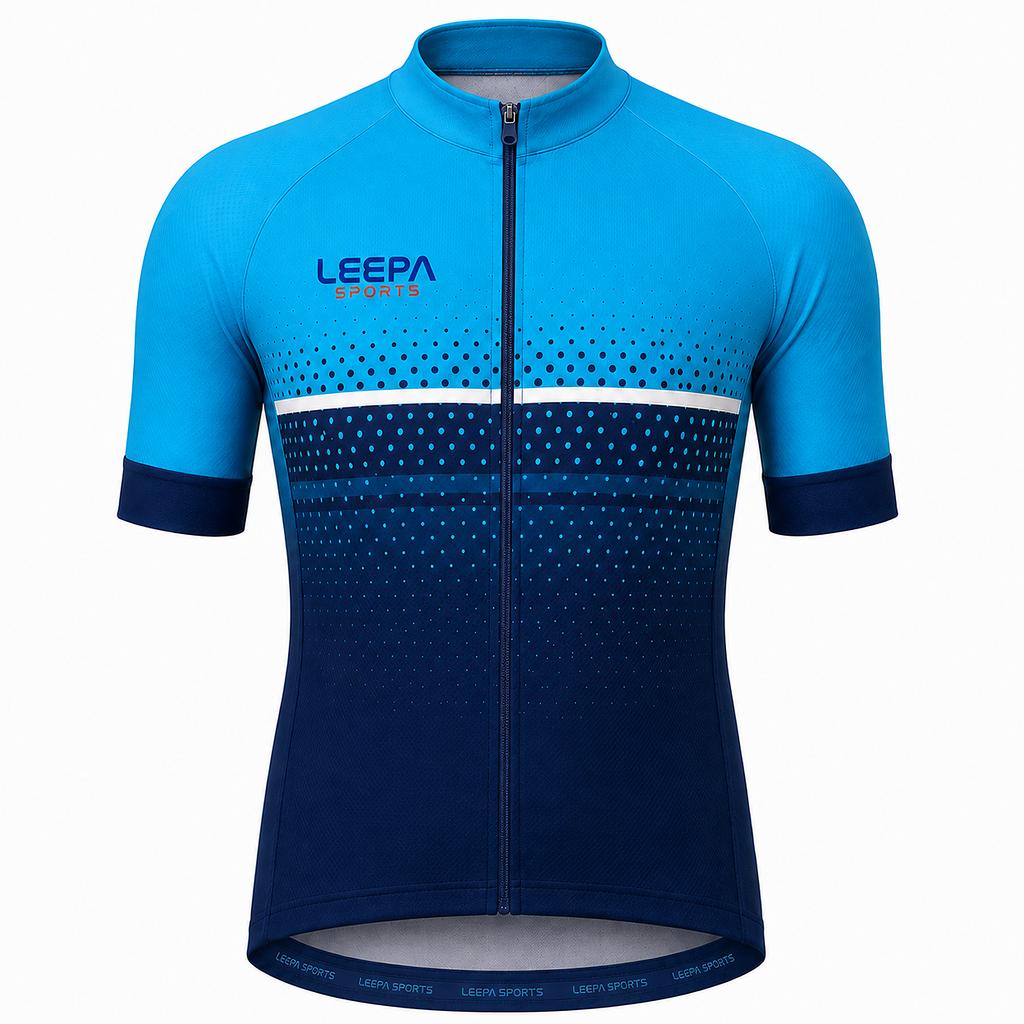 Cyan Dotted Cycling Jersey