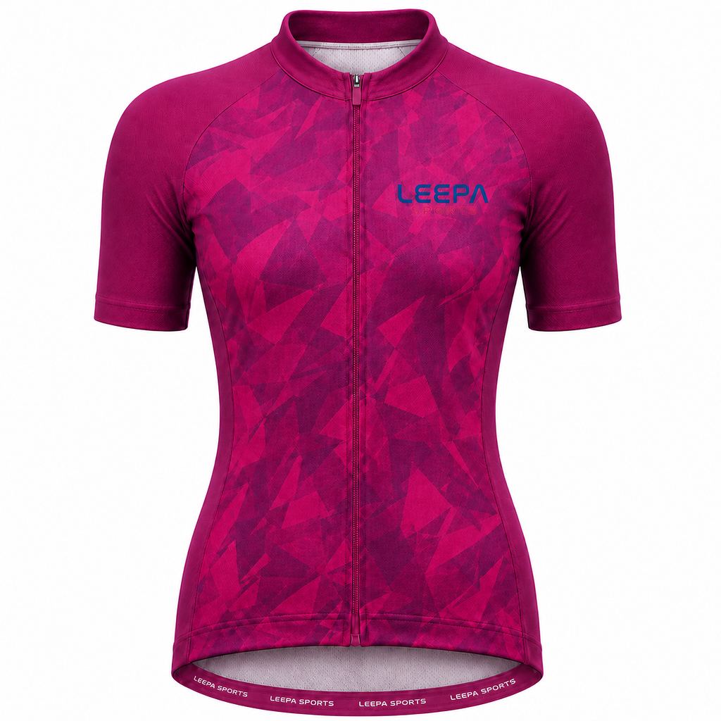 Pink Geometric Cycling Jersey
