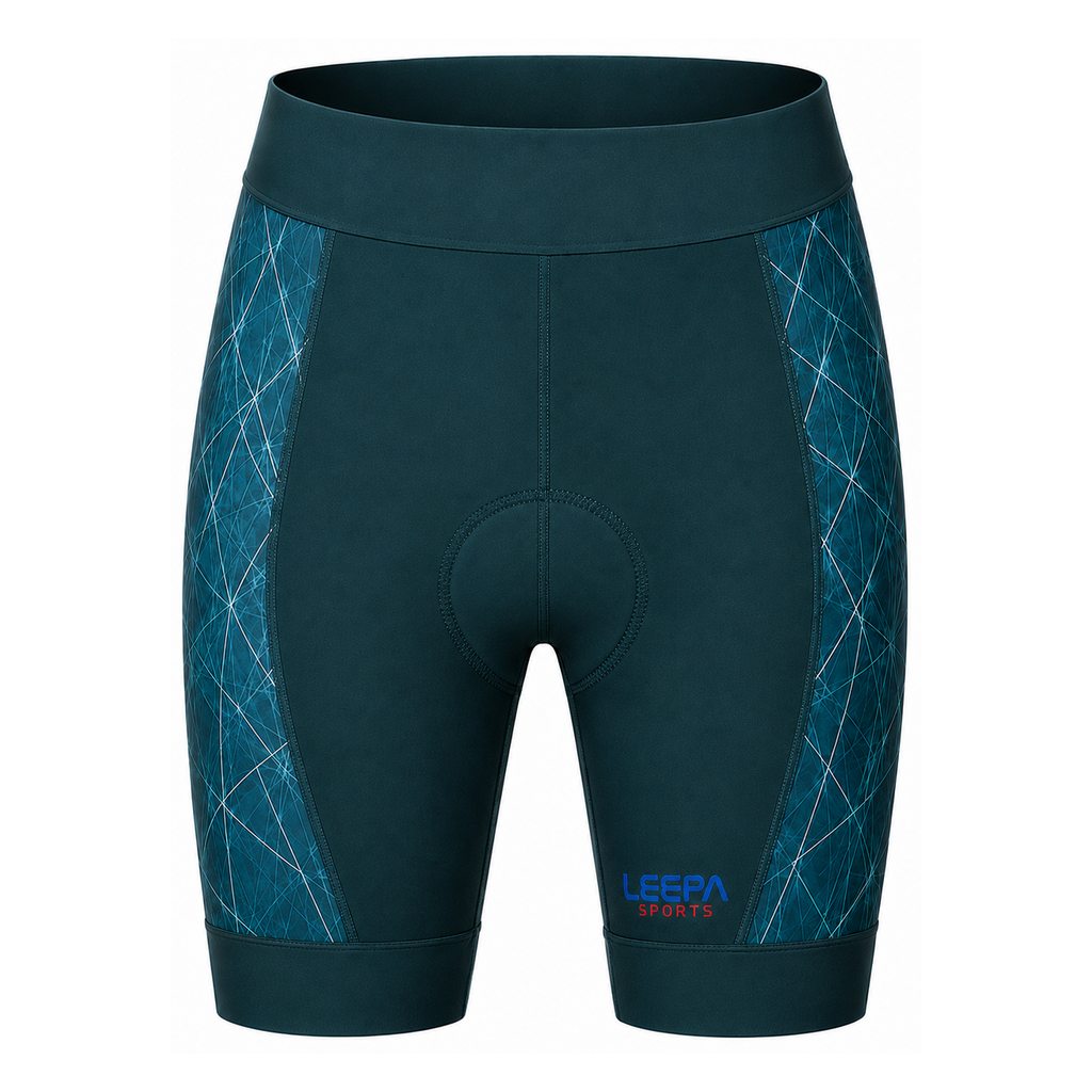 Teal Geometric Cycling Shorts Women