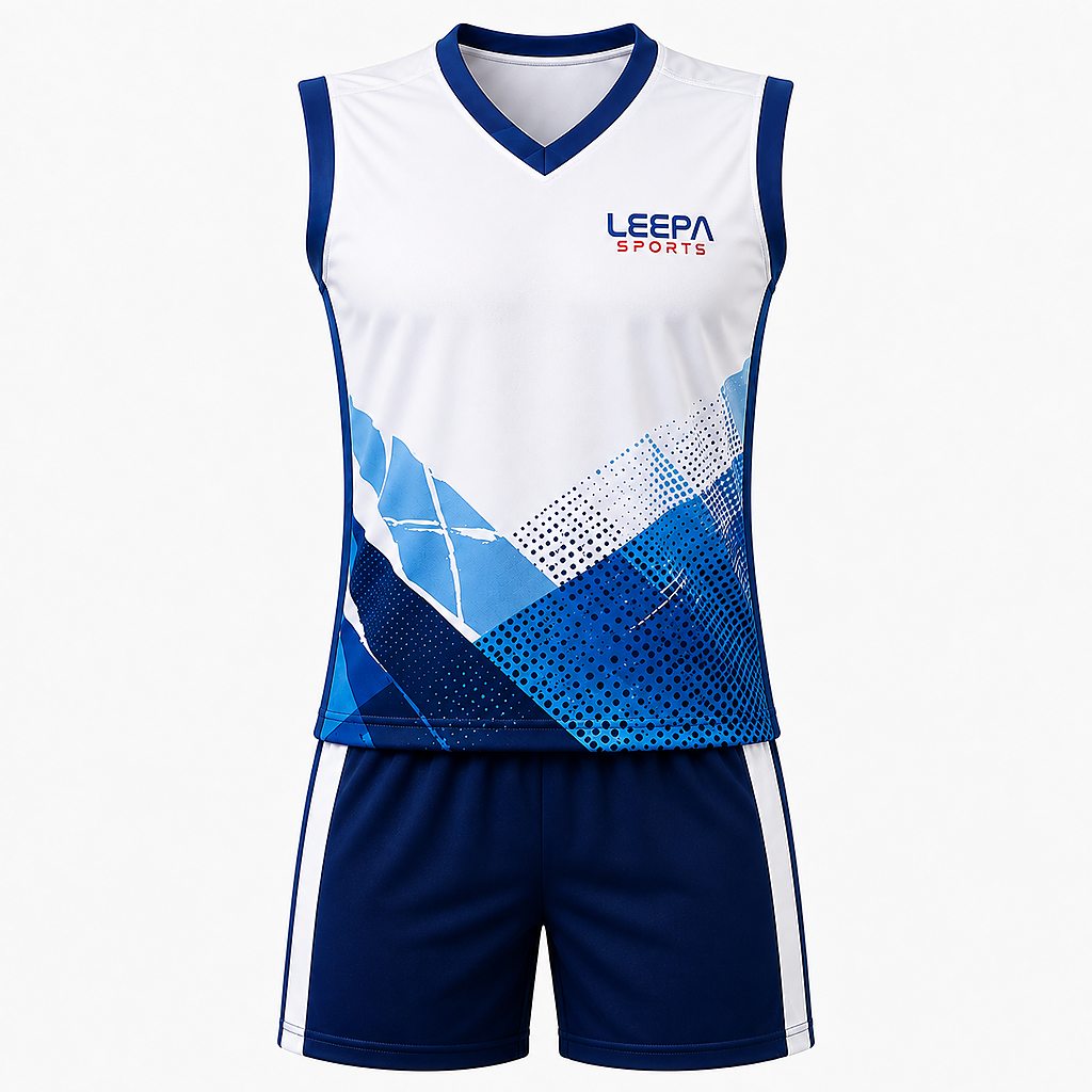 White Blue Volleyball Uniform
