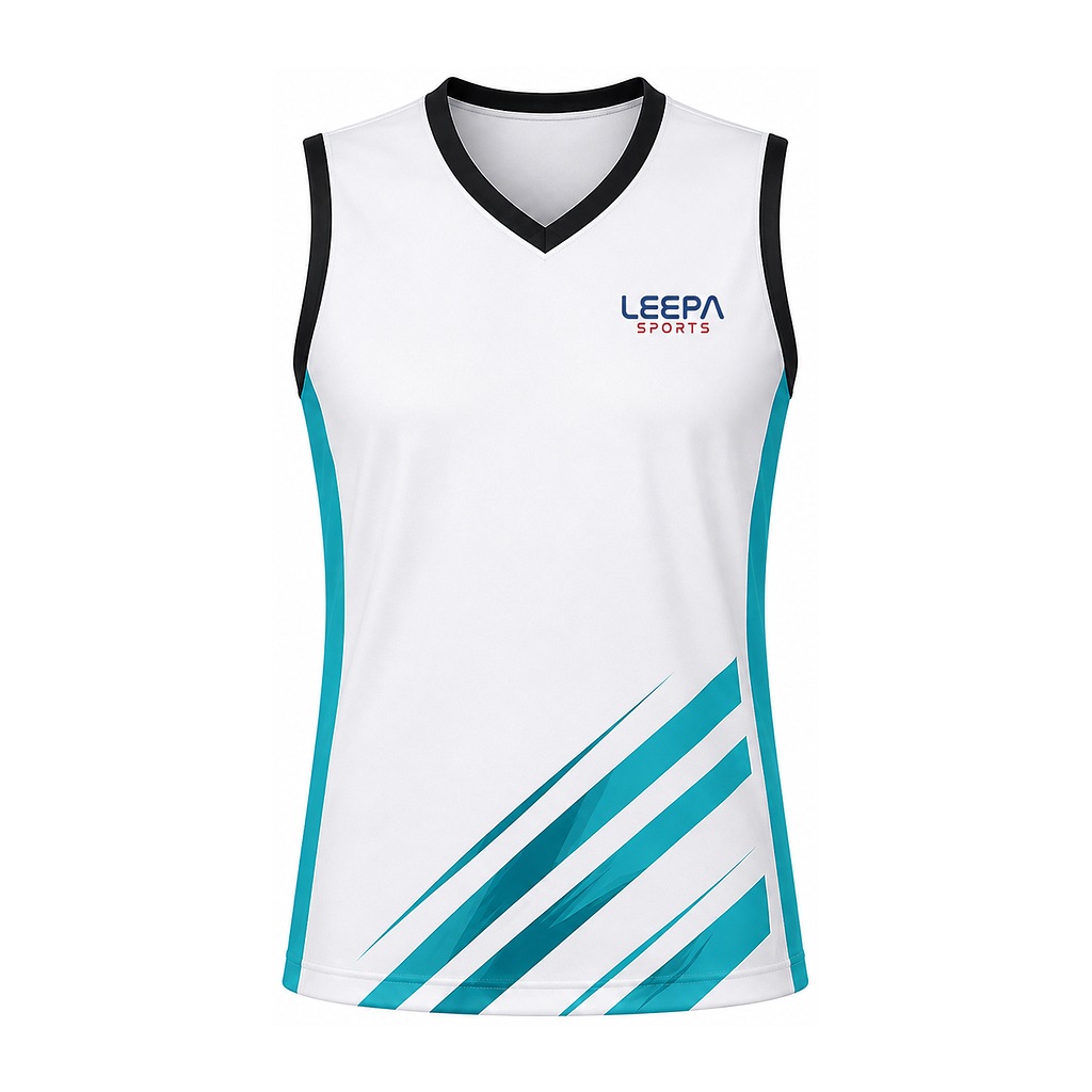 White Teal Hockey Sleeveless Top