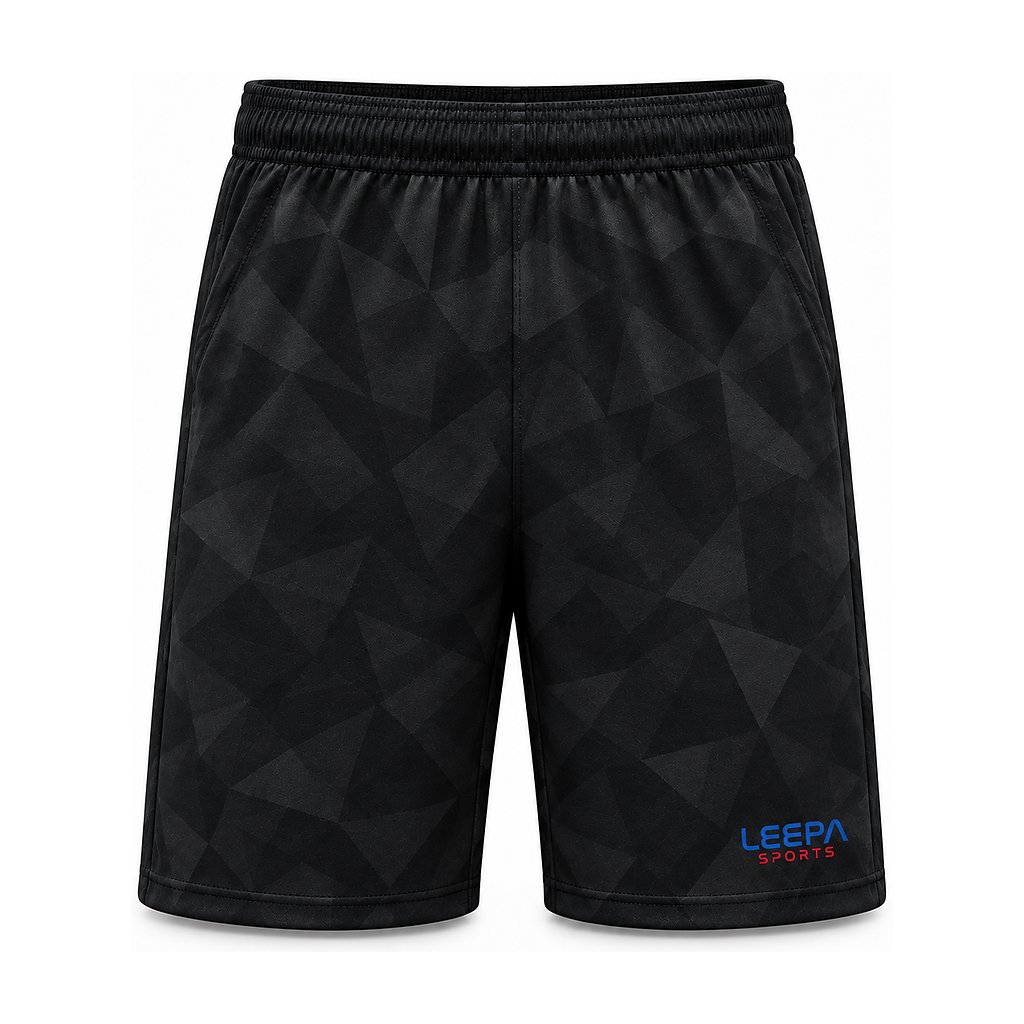 Black Geometric Soccer Shorts