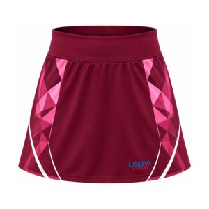 Burgundy Geometric Netball Skirt
