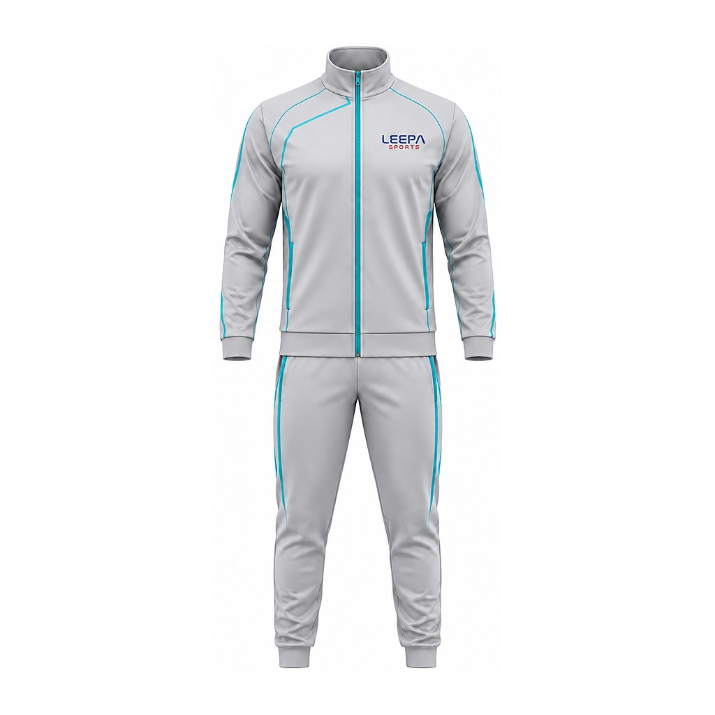 Gray Cyan Piping Tracksuit