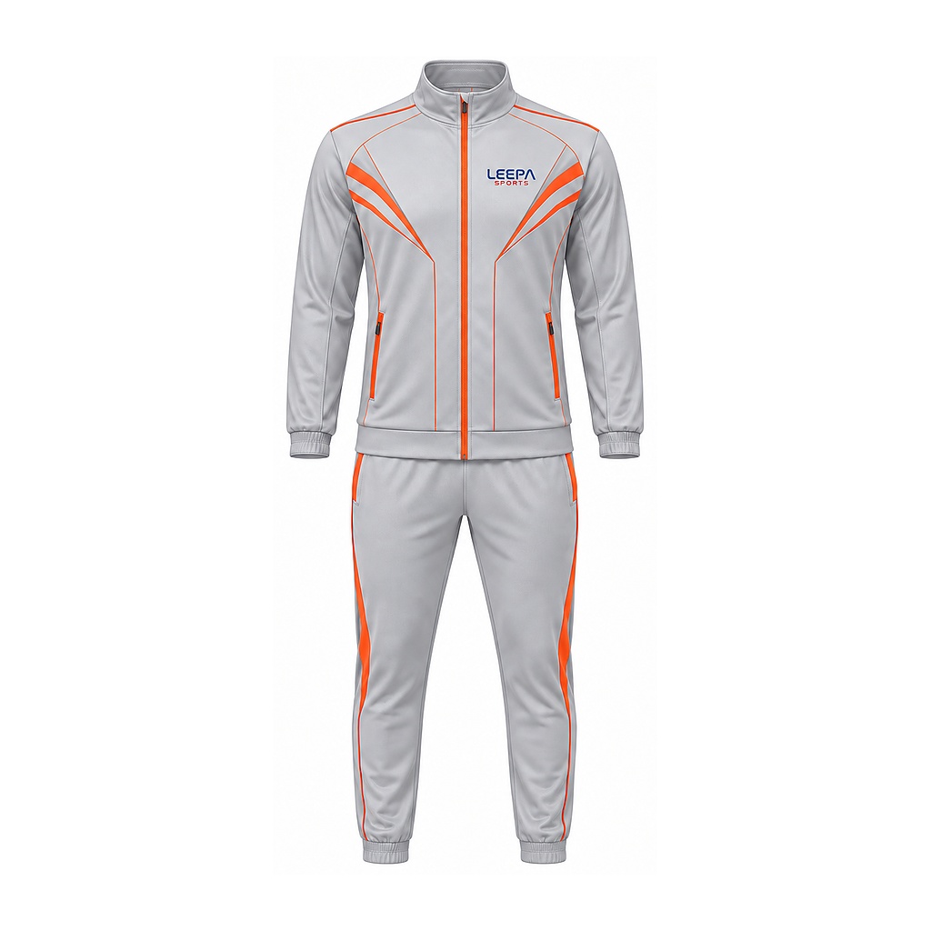 Gray Orange Sports Tracksuit
