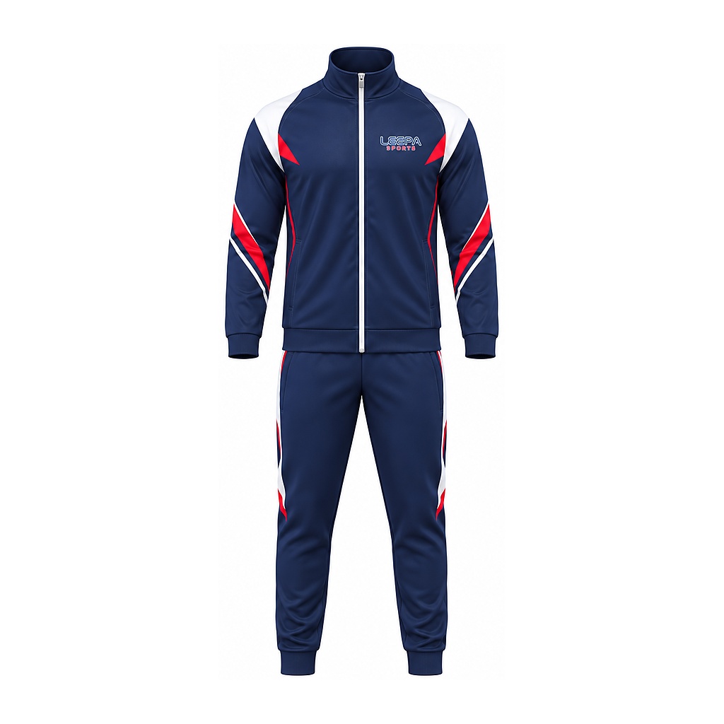Navy Red Panel Tracksuit