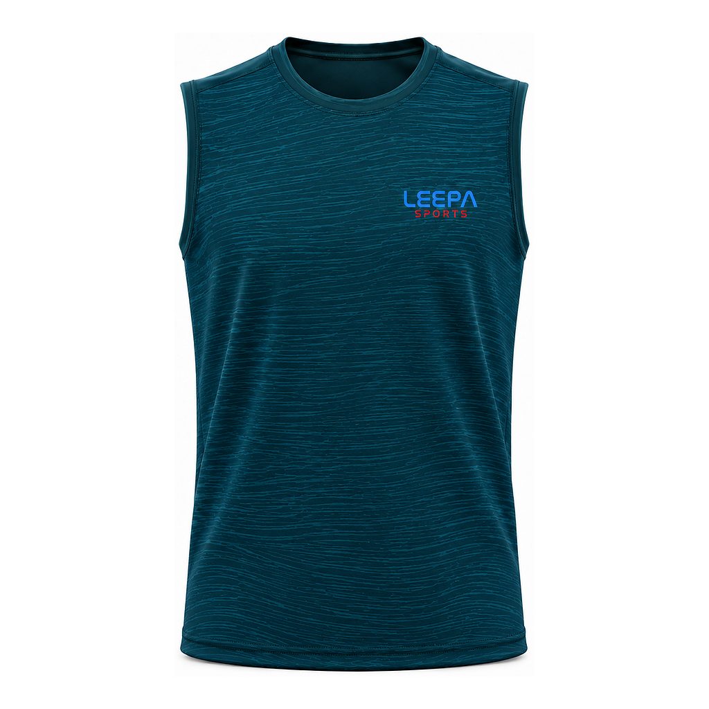 Teal Texture Padel Sleeveless Top