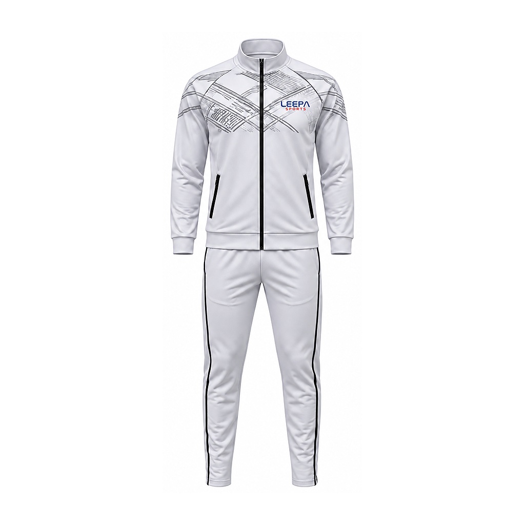 White Crosshatch Sports Tracksuit
