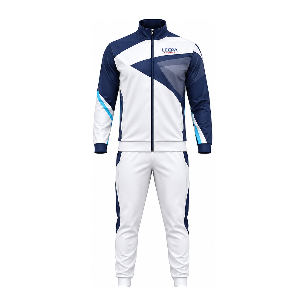 White Navy Panel Tracksuit