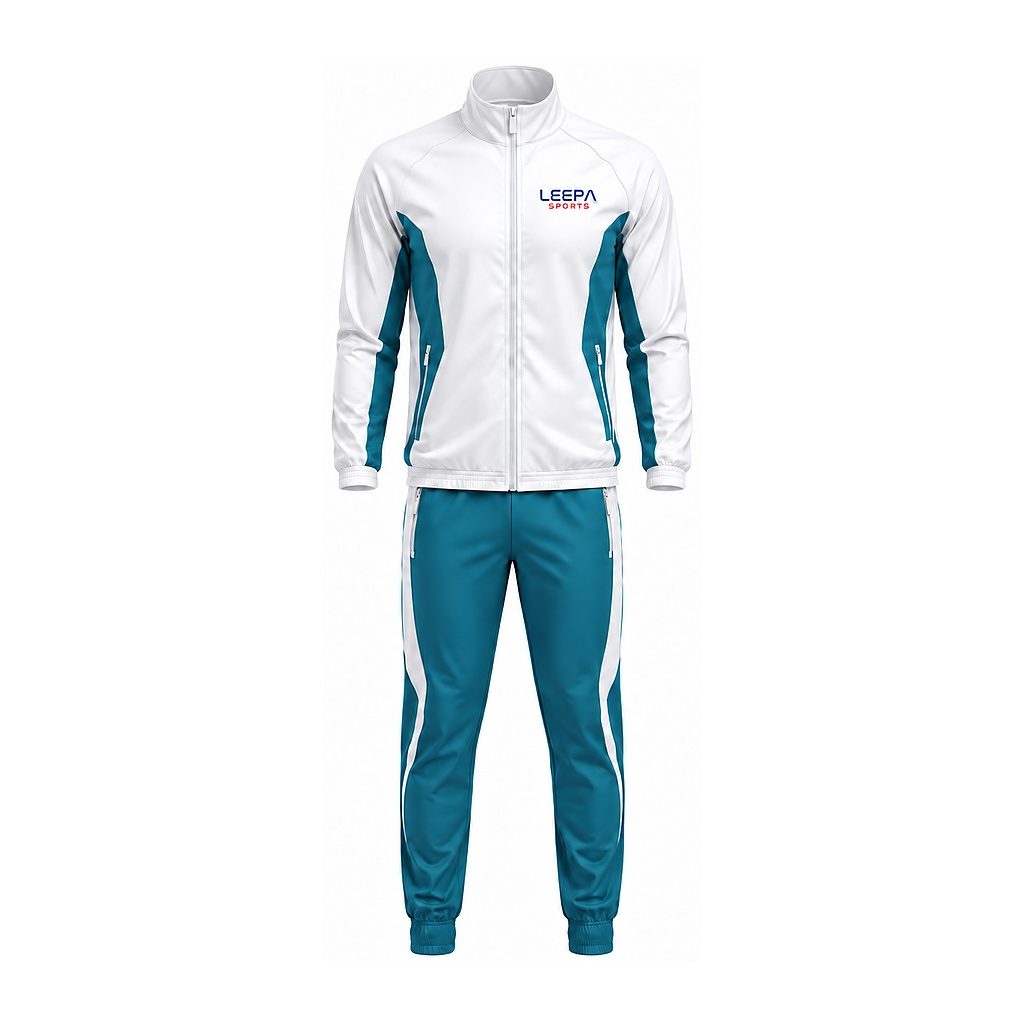 White Teal Panel Tracksuit