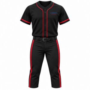 Black Red Men Baseball Uniform