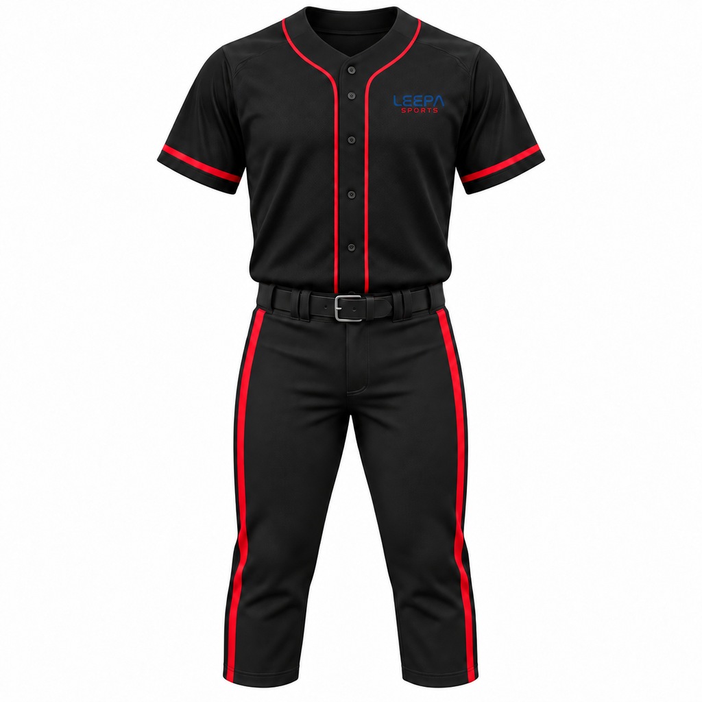 Black Red Men Baseball Uniform